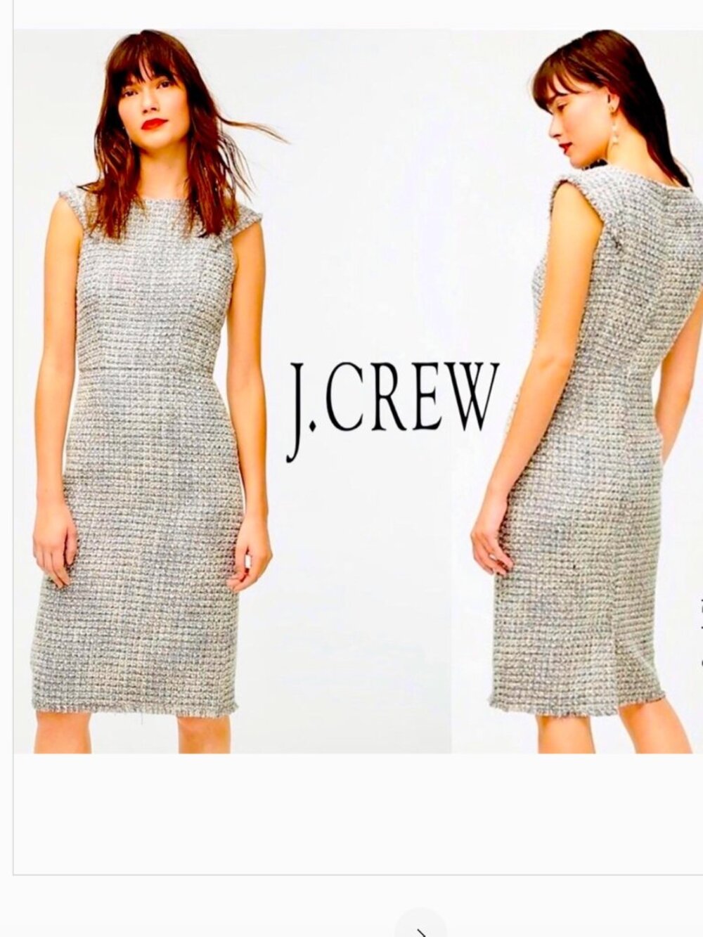 Sleeveless Tweed Sheath Dress in Gray